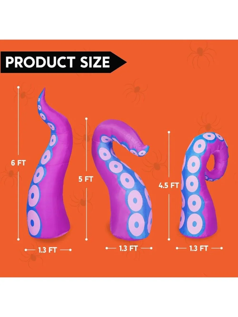 3 Pcs Halloween Inflatables - LED Octopus Tentacle Decorations for Outdoor Lawn